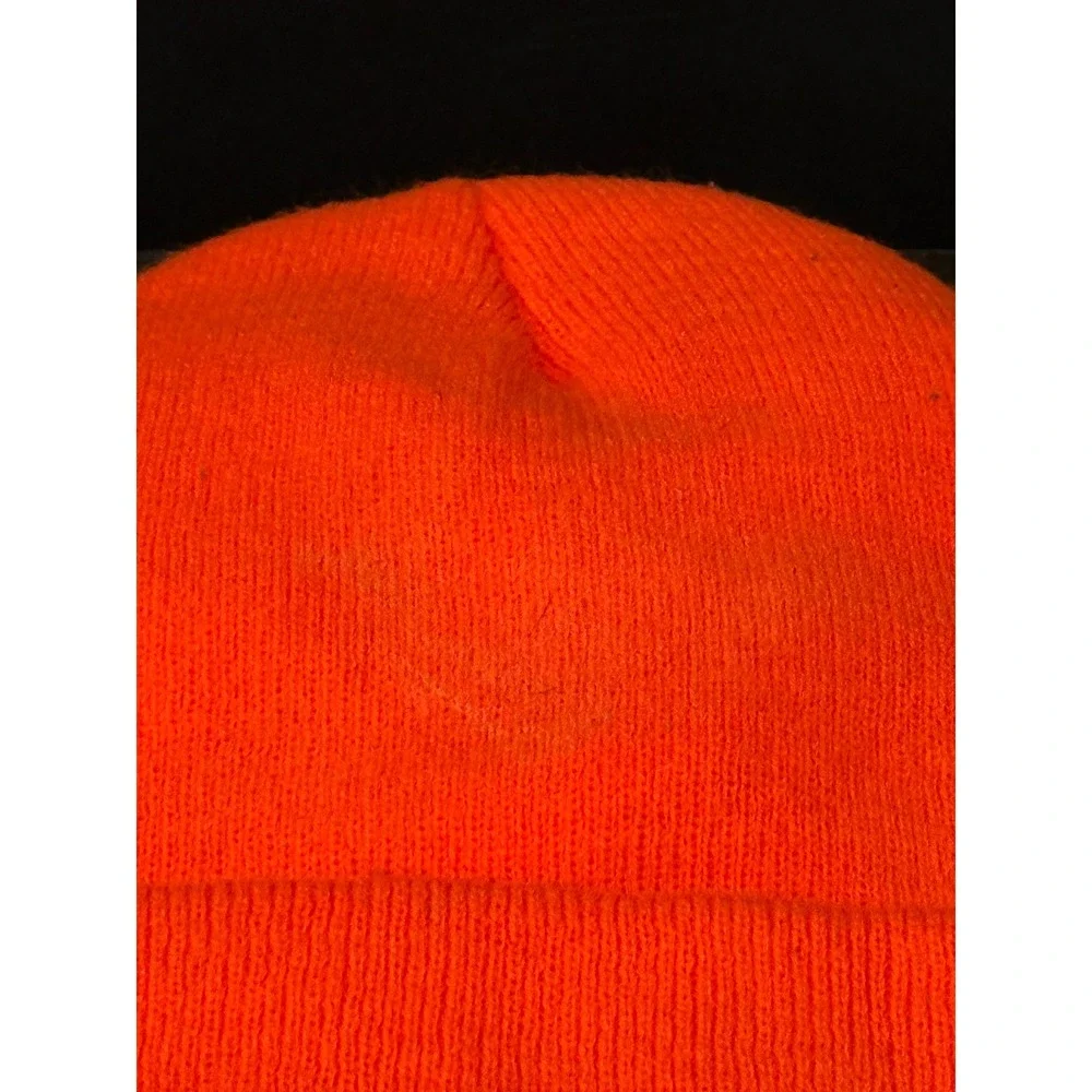 Vintage Blaze Orange USA Embroidered Patch Knit‎ Beanie Hunter Safety Watch Cap